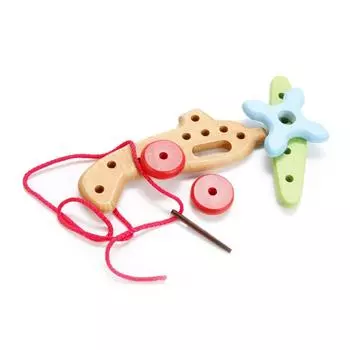 Шнуровка деревянная - Самолет, 7 деталей