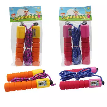 Скакалка пластиковая ручка и шнур, 2,2 м, 4 цвета