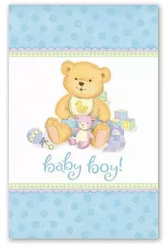 Скатерть бумажная из серии Медвежонок, для мальчиков, размер 1,4 х 2,6 м.