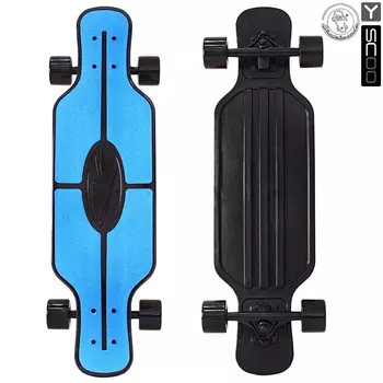 Скейтборд пластиковый Y-Scoo Longboard Shark Tir 31" 408-B с сумкой, черно-синий