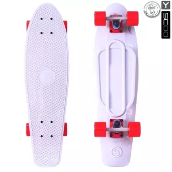 Скейтборд виниловый Y-Scoo Big Fishskateboard 27" 402-W с сумкой, бело-красный