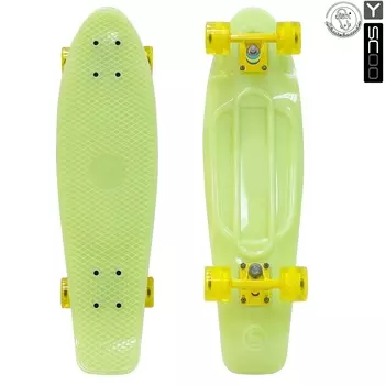 Скейтборд виниловый Y-Scoo Big Fishskateboard Glow 27" 402E-Y с сумкой, желтый