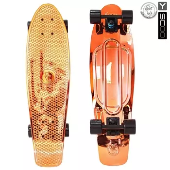 Скейтборд виниловый Y-Scoo Big Fishskateboard metallic 27" 402H-O с сумкой, оранжевый с черными колёсами