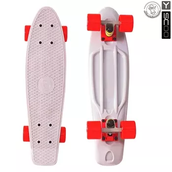 Скейтборд виниловый Y-Scoo Fishskateboard 22" 401-G с сумкой, серо-красный