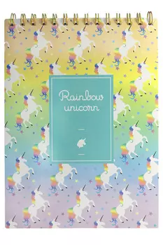 Скетчбук - Единорог Радужный с кольцами формат А4, разноцветный