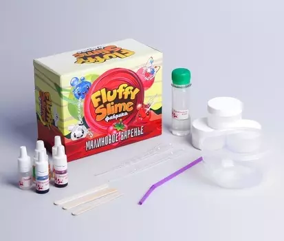 Слайм-фабрика Флаффи Малиновое варенье, 3 слайма 3 цветов