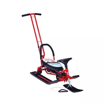 Снегокат Барс - 111 Mobile с Т-образным толкателем и колесной базой, красный