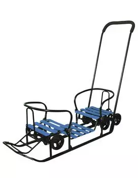 Снегомобиль Snow Galaxy Black Auto для двоих синие рейки на больших мягких колесах