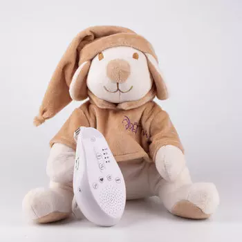 Собачка бежевая с белым и розовым шумом