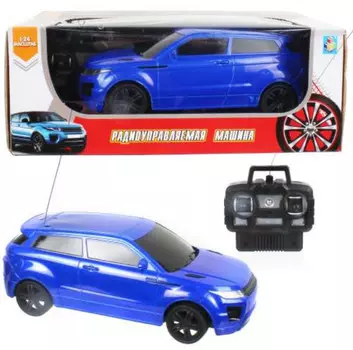 Спортавто Джип на радиоуправлении, масштаб 1:24, 27 МГц, 20 см, 4 канала, свет, на батарейках, синяя