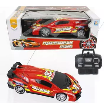 Спортавто Машина на радиоуправлении 27 МГц, 20 см, 4 канала, на батарейках, свет, красная