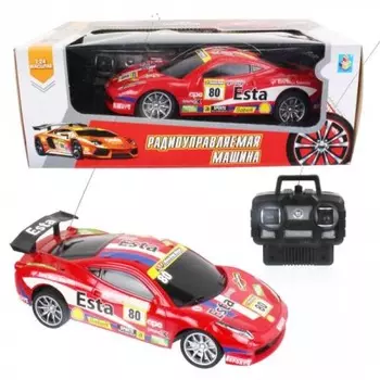 Спортавто Машина на радиоуправлении, масштаб 1:24, 27 МГц, 20 см, 4 канала, на батарейках, свет, красная