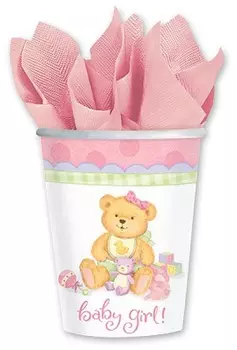Стаканы Медвежонок-девочка, 8 штук