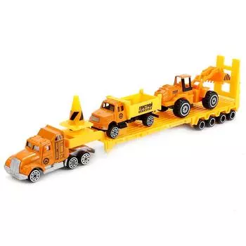 Строительный тягач 26 см с машинами, металлические