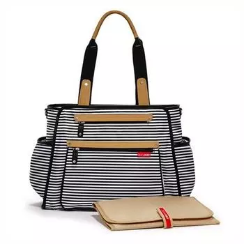 Сумка для мамы на коляску с аксессуарами - Черно-белая полоска