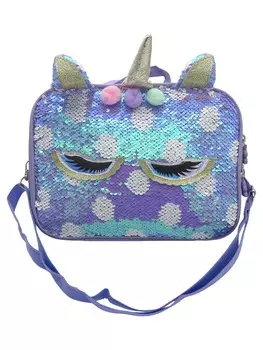 Сумка-ланчбокс с пайетками - Bright Dreams Единорог, фиолетовая