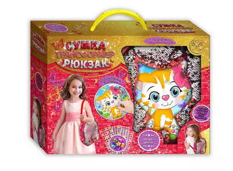 Сумка-рюкзак с пайетками с мозаикой календарем на стол - Кот