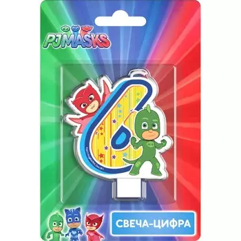 Свеча-цифра №6 - Герои в масках, 8 см