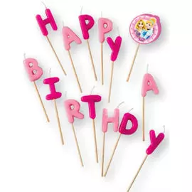 Свечи-буквы "Принцессы Disney-Сказочный мир" "Happy Birthday"