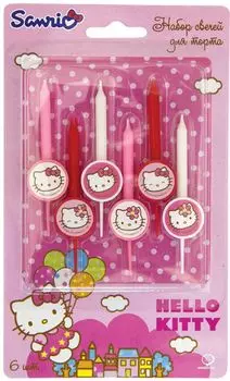 Свечи для торта Hello Kitty с подставками, 6 шт.