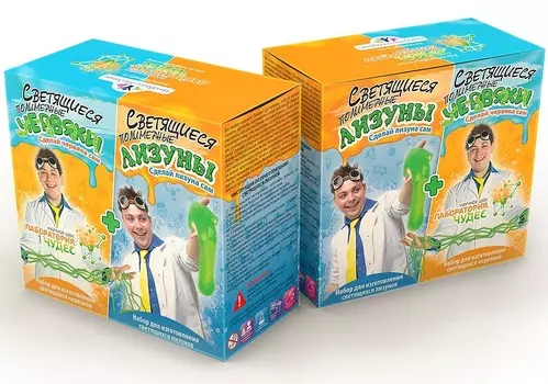 Светящиеся лизуны и червяки, 2 в 1