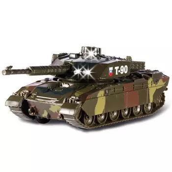 Танк металлический, инерционный, свет и звук, башня вращается