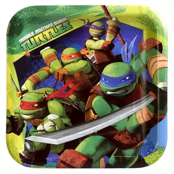 Тарелка квадратная - Черепашки-Ниндзя, 25 см, 8 штук