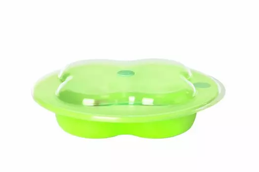 Тарелка с крышкой в форме лаврового листа, зеленая