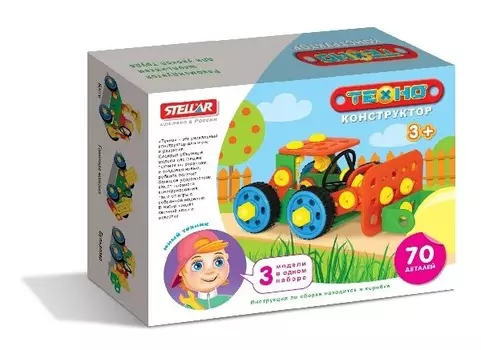 Техно конструктор «Бульдозер», 70 деталей