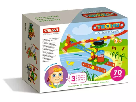 Техно конструктор «Вертолет», 70 деталей