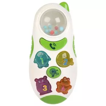 Телефон-погремушка - Учим животных, 4 веселых стишка, 20 песенок и потешек