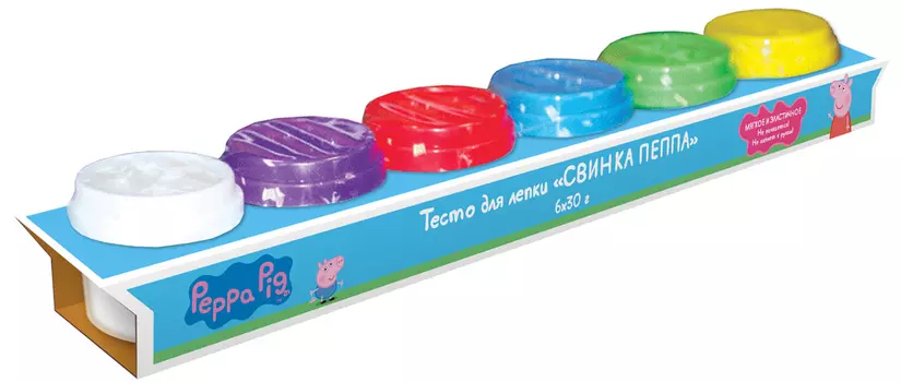 Тесто для лепки из серии Свинка Пеппа, 6 баночек по 50 г.