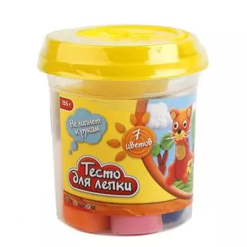 Тесто для лепки Котик 7 цветов и 2 формочки, в ведре