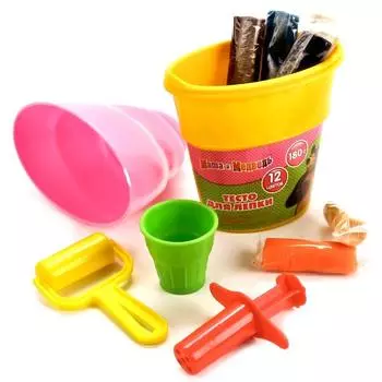 Тесто для лепки - Маша и Медведь - Мороженое, 12 цветов, 180 грамм, с аксессуарами