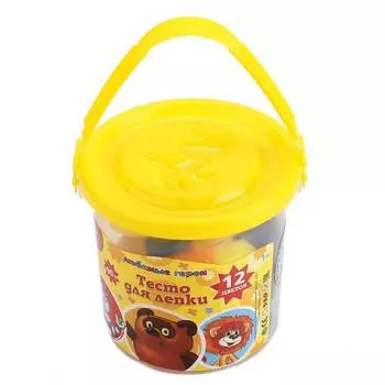 Тесто для лепки Союзмультфильм, 12 цветов, формочка и валик, в ведре