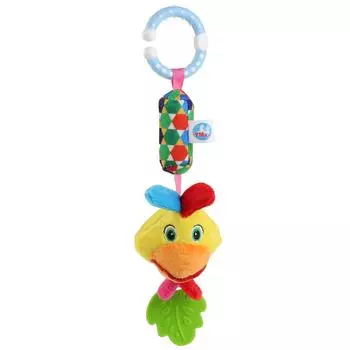 Текстильная игрушка подвеска-пищалка с колокольчиком - Петух