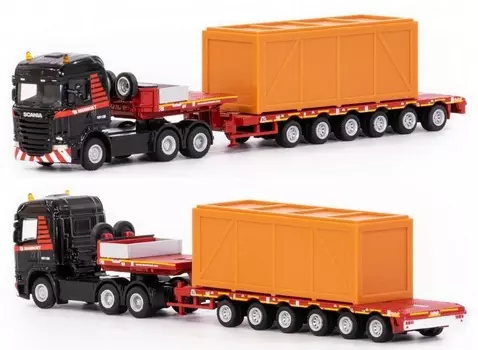 Тягач Mammoet Toys Scania Streamline Highline 6x4 + Semi Low Loader 6 Axle + коробка для перевозки оборудования