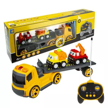 Тягач со стройтехникой р/у – Горстрой, 42 см, 27МГц, свет, звук