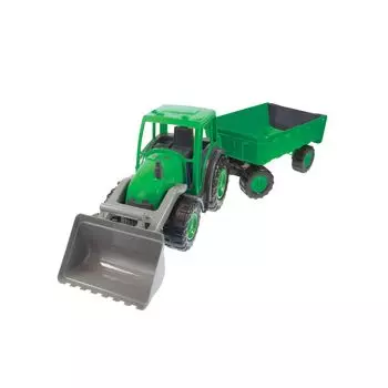 Трактор большой с ковшом и прицепом