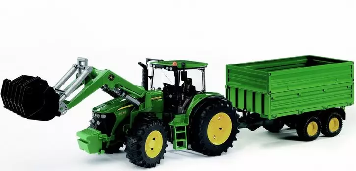 Трактор Bruder John Deere 7930 с погрузчиком и прицепом
