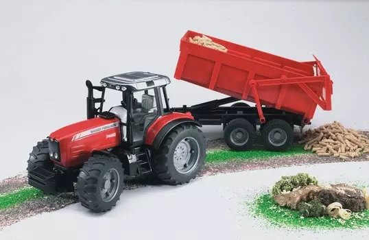 Трактор Bruder Massey Ferguson 7480 с прицепом