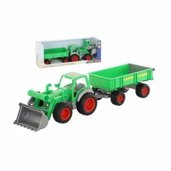 Трактор-погрузчик Фермер-техник с прицепом, в коробке