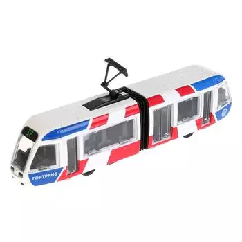 Трамвай новый с гармошкой, 19 см, открываются двери, инерционный механизм