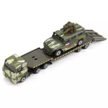 Транспортер Камаз с машиной 7,5 см, инерционный механизм