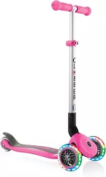 Трехколесный самокат Globber Primo Foldable Lights, розовый, светящиеся колеса
