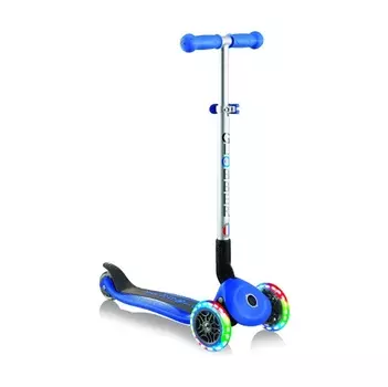 Трехколесный самокат Globber Primo Foldable Lights, синий, светящиеся колеса