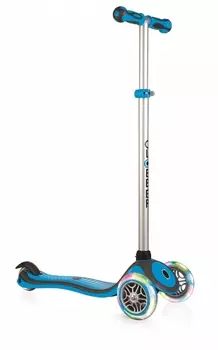 Трехколесный самокат Globber Primo Plus Lights, цвет голубой, светящиеся колеса