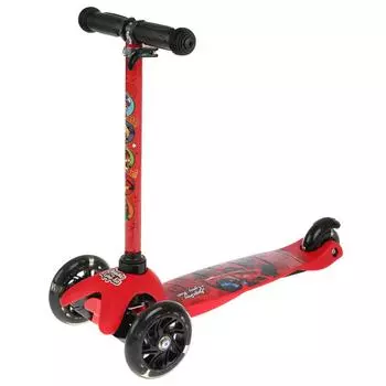 Трехколесный самокат - Леди баг, управление наклоном, светящиеся колеса 12 и 8 см