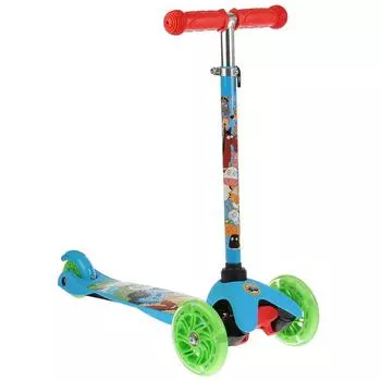 Трехколесный самокат - Синий трактор, управление наклоном, светящиеся колеса 12 и 8 см