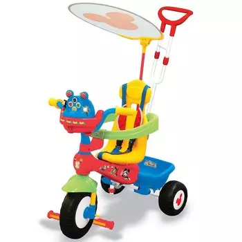 Трехколесный велосипед Микки Маус с ручкой